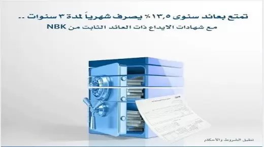من بنك NBK.. أعرف مزايا وشروط الشهادة الثلاثية ذات العائد الثابت