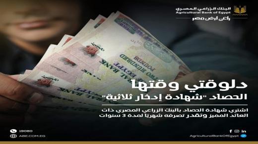 بحد أدنى 1000 جنيه.. مزايا وتفاصيل «شهادة الحصاد» من البنك الزراعي المصري