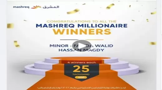 أسماء الفائزين بجوائز “المشرق مليونير” عن شهر أبريل من بنك المشرق